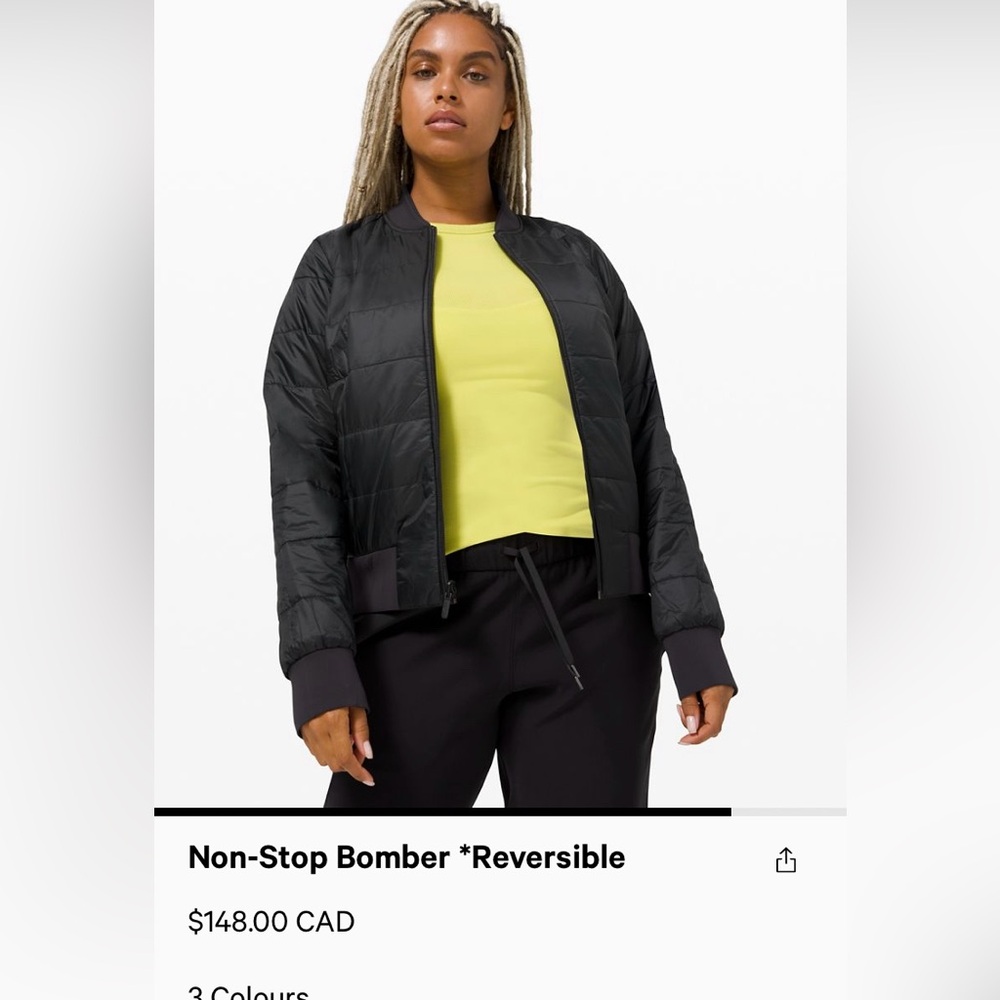 LULUEMON BLACK BOMBER REVERSIBLE JACKET